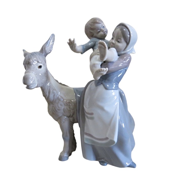 Large Lladro #4843(Mom,Child & Donkey-End of The Walk)Porcelain Retired - Picture 1 of 9
